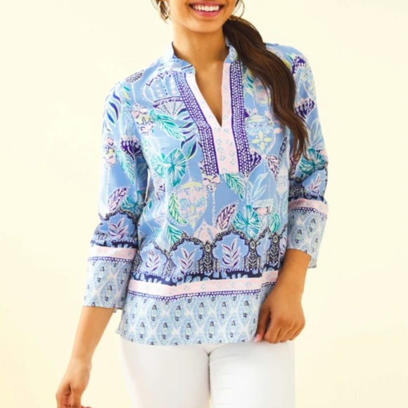 Lilly Pulitzer Asani Tunic Top Silk and Cotton XS - Picture 3 of 10